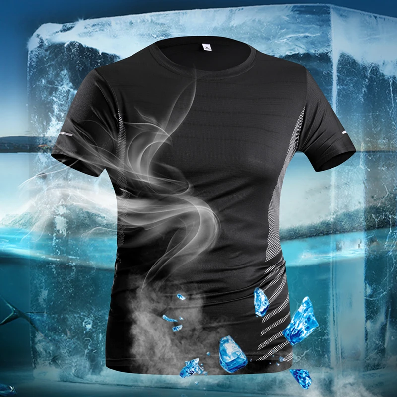 Ice sensitive elastic top 2024 summer new ice silk outdoor sports fitness short sleeved T-shirt_voghion.com
