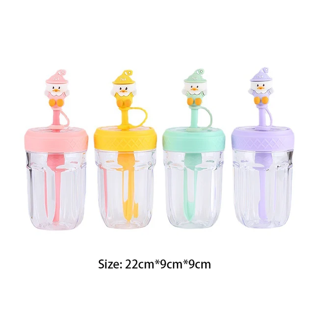 400ml Cute Clear Tumbler With Straw Reusable Cartoon Straw Cup With Lid  Juice Milk Water Bottle Diy Smoothie Cup Drinkware Gift - AliExpress