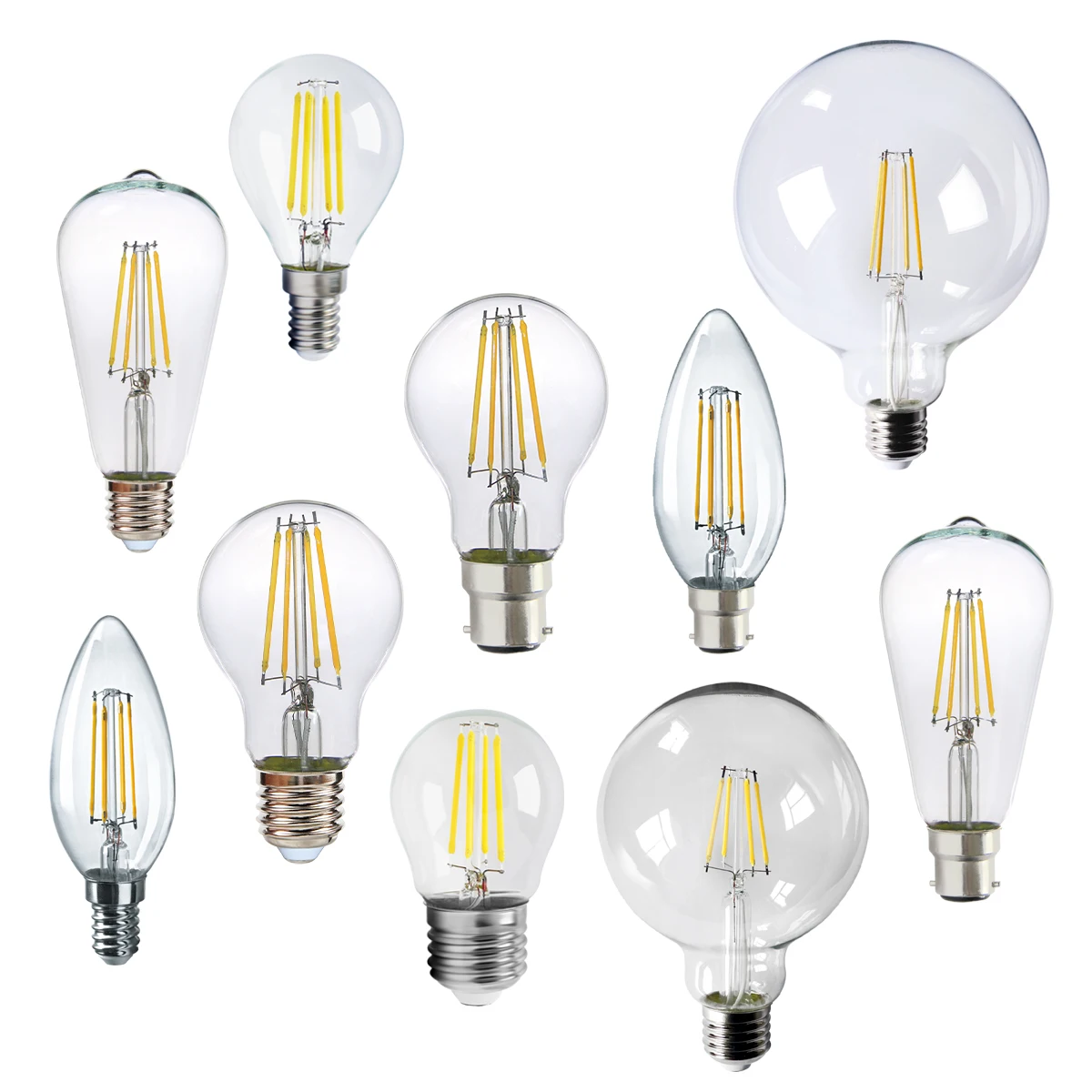 

Retro Edison LED Filament Bulb E27 E14 B22 Lamp AC220V Light Bulb C35 G45 A60 ST64 G80 G95 G125 Glass Bulb Vintage Candle Light