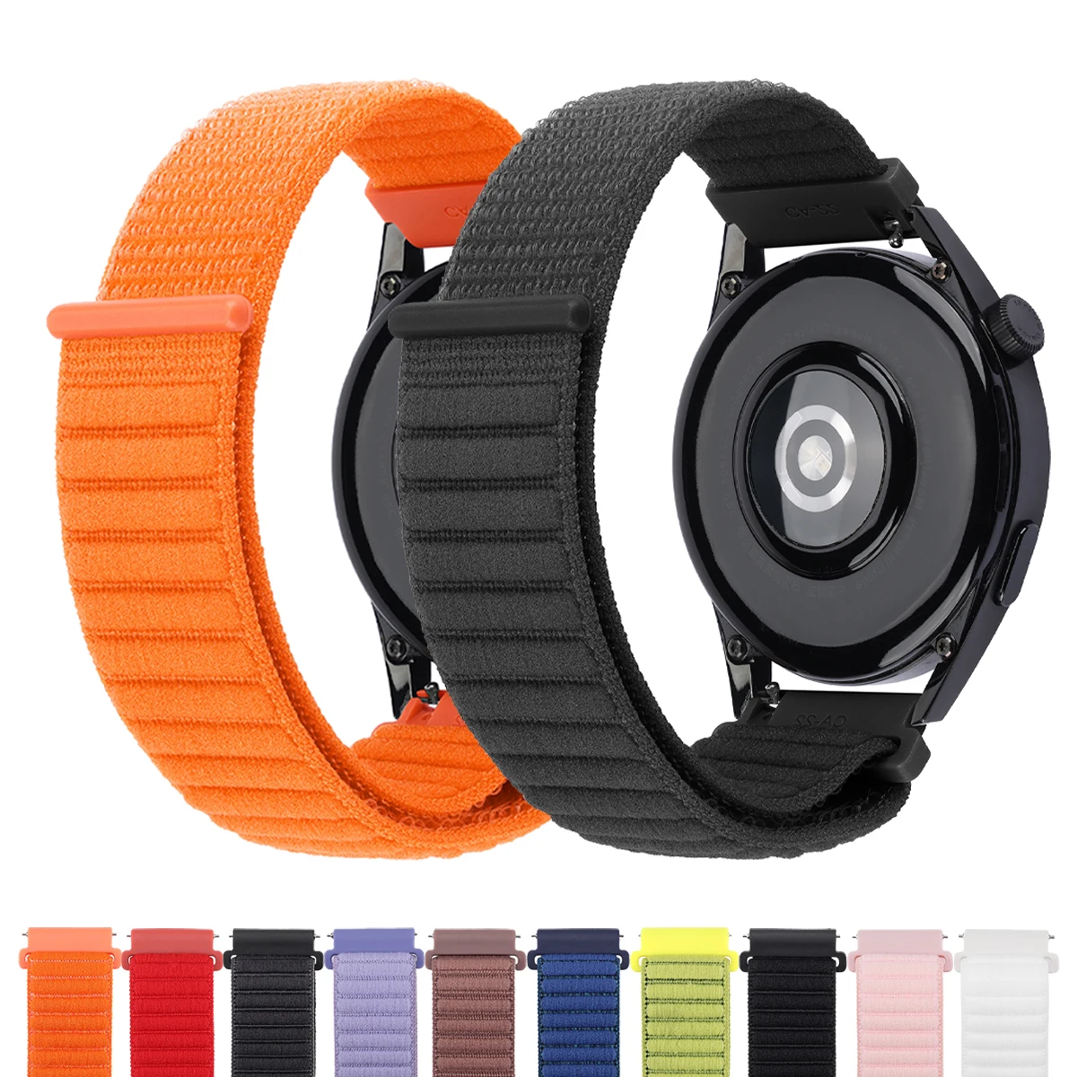Nylon Velcro Strap Braided Bracelet Band - 20/22mm Adjustable Watchband