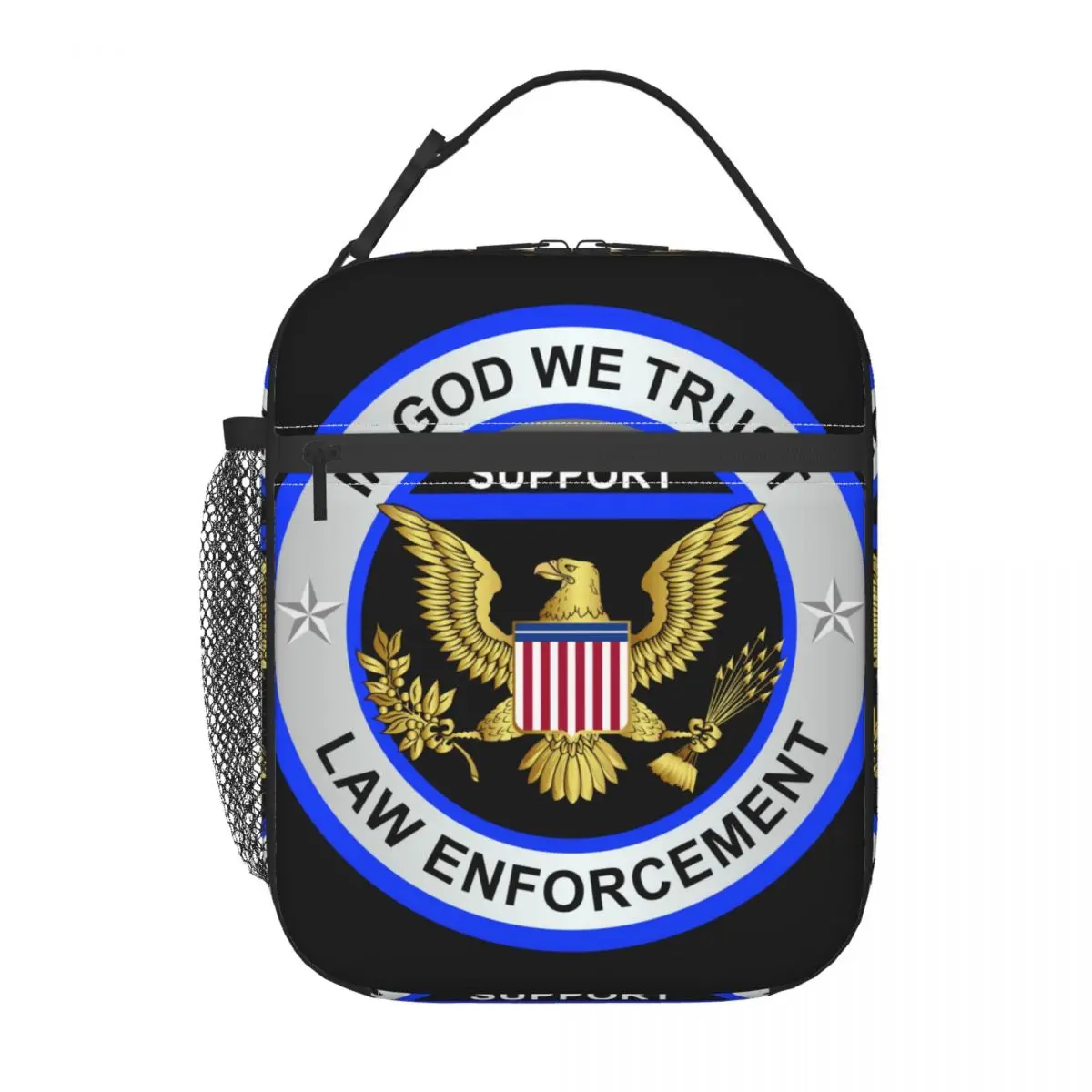 

Insulated Lunch Bag In God We Trust Support Our Police Department Lunch Box Tote Food Handbag