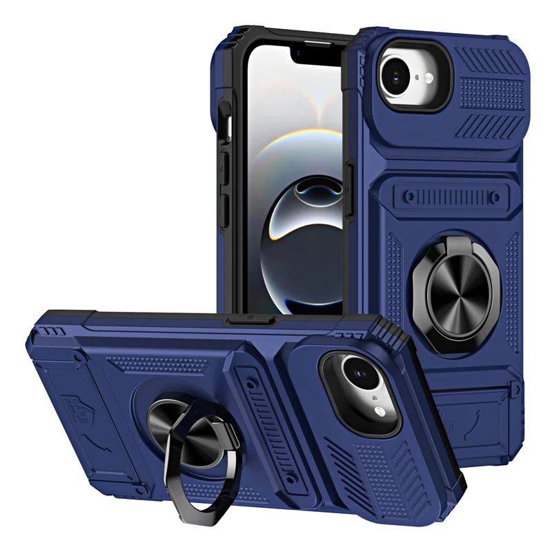 Shockproof Magnetic Car Holder Case with Card Slot – Ring Armor Back Cover