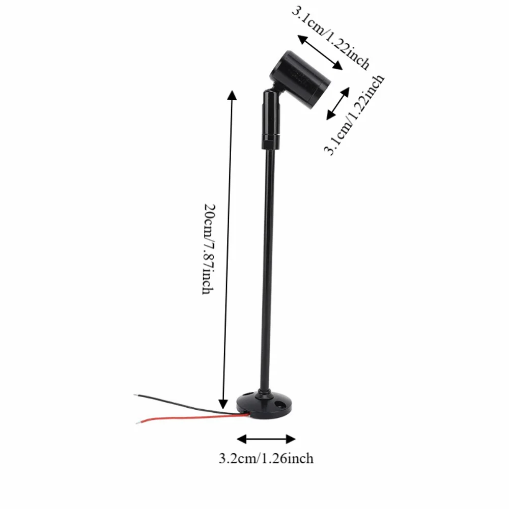 2팩 DC12V LED 미니 스포트라이트 알루미늄 바디 각도 조절 가능 보석 진열장 조명 3W 디스플레이 캐비닛 조명 식물 전시등