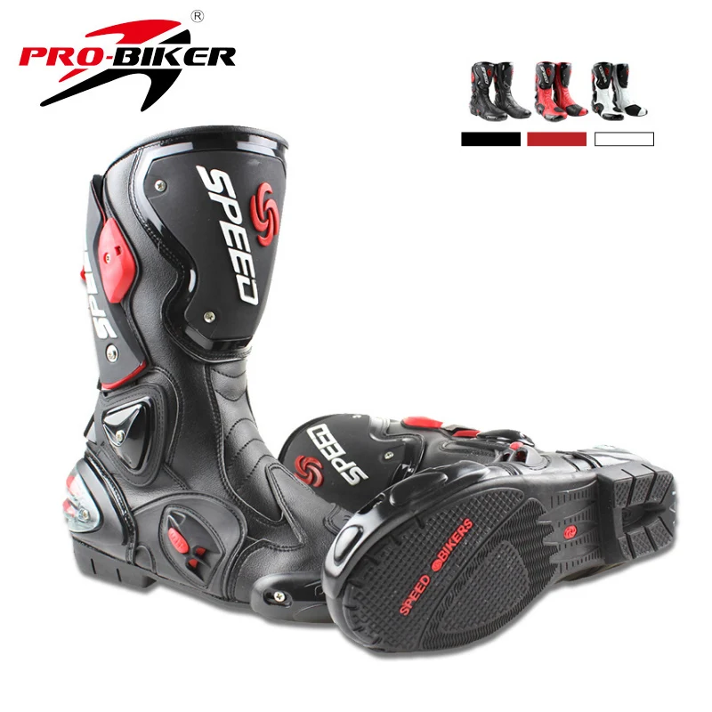 PRO-BIKER SPEED BIKERS Motorcycle Boots Moto Racing Motocross Off-Road Motorbike Shoes Black/White Size 40/41/42/43/44 images - 6