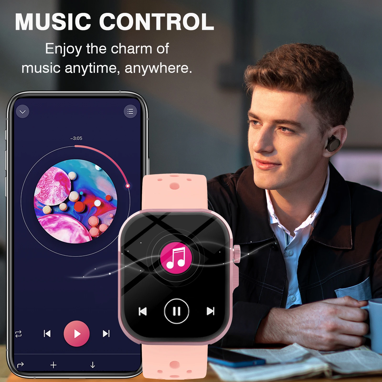 1Pc Smart Watches,HD Touch Screen, Multi-Sport Modes, Sedentary Reminder, Calculator,Christmas/New Year/Birthday Watch Gifts 3