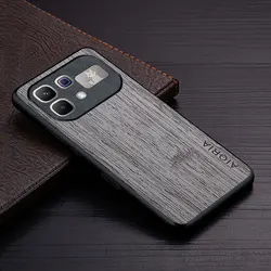 Wood Grain PU Leather Phone Case - Elegant Cover for Infinix Note 60 (Light Gray)