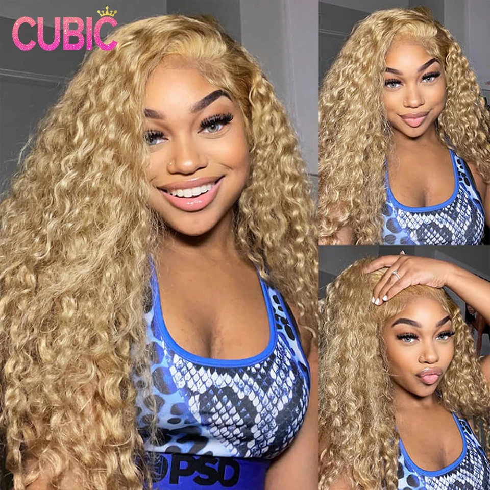 

Ombre Lace Front Wig Human Hair Honey Blonde Curly Lace Front Wigs 200% Density 13x4 HD Lace Frontal wig Deep Wave Glueless Wigs