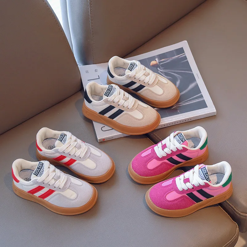 Kids Suede Sports Sneakers Boy Girl Canvas Spring Autumn Solid Trainers