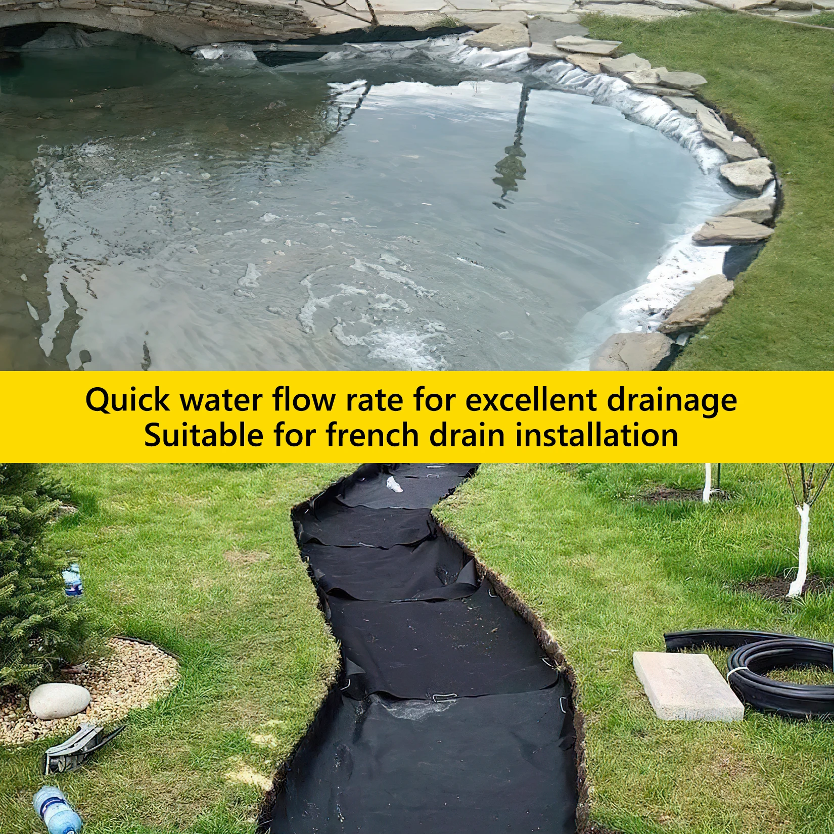 Geotextile Landscape, Heavy Duty Garden Non-Woven Weed Barrier Cloth, Pp Drainage 350N Tensile Strength & 440N Load Capacity