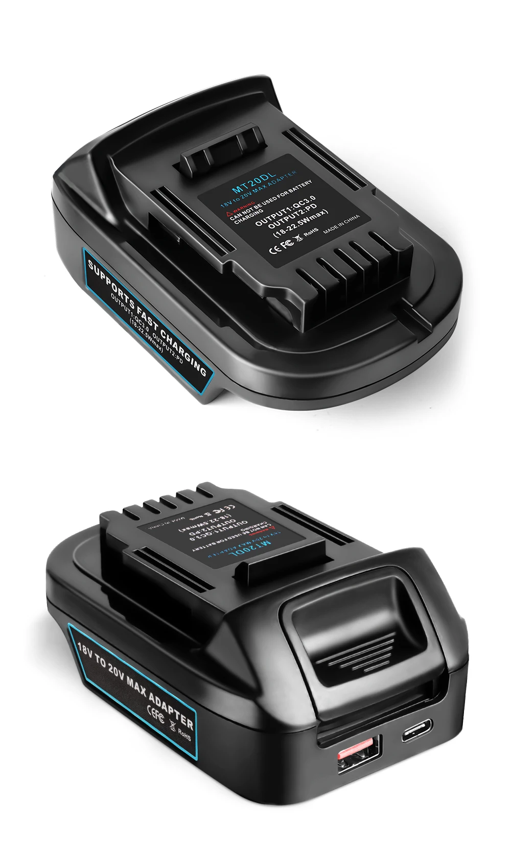 Battery Adapter for Makita 18V conversion to DEWALT 18V / 20V Batteries Power To