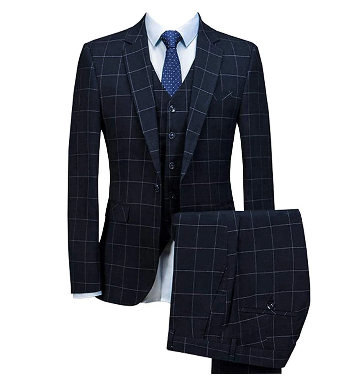 Men's Checked Three Pieces Tuxedos Formal Leisure One Button Notch Lapel Suit Groom Business Tuxedos men suits wedding prom sui