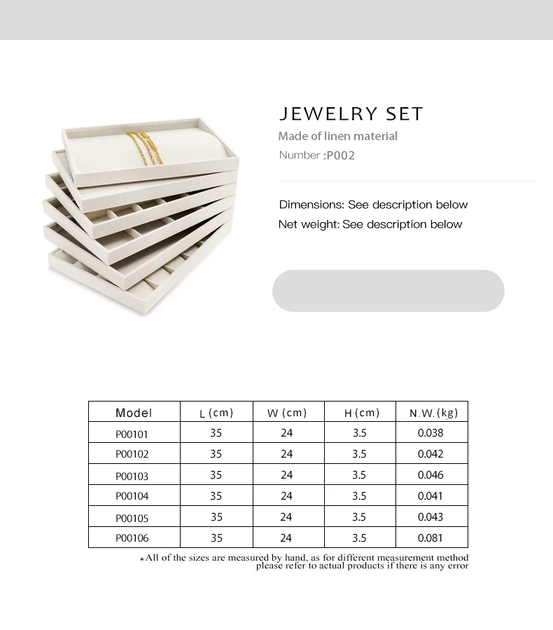Oirlv Linen Multi-function Flat Jewelry Tray Stackable Jewelry Drawer Organizer Bracelet/Watch/Earrings Showcase Jewelry Holder