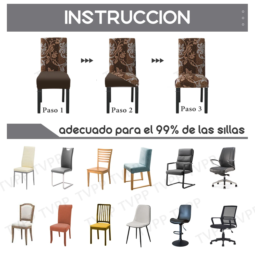 1/4/6 piezas Funda silla comedor elastica de LICRA, fundas para sillas  moderna extraíble antisuciedad