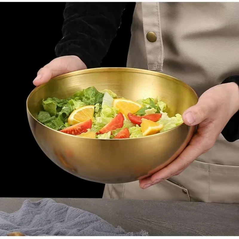 Gold Stainless Steel Bowl for Salad Rice Noodle Soup