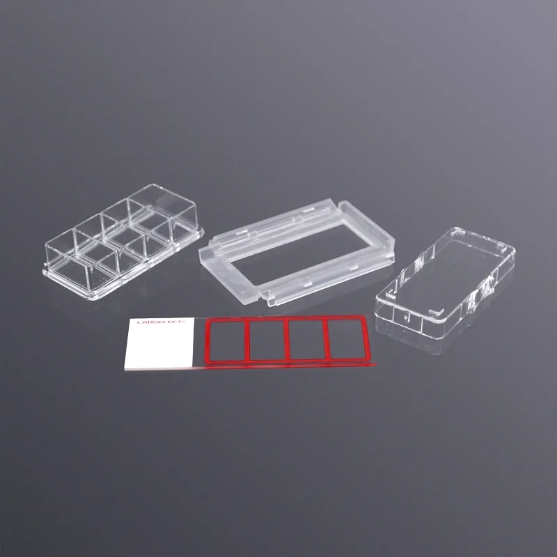 

LABSELECT 4-well Cell culture chamber slide, 6 pieces/bag, CS-04-TC