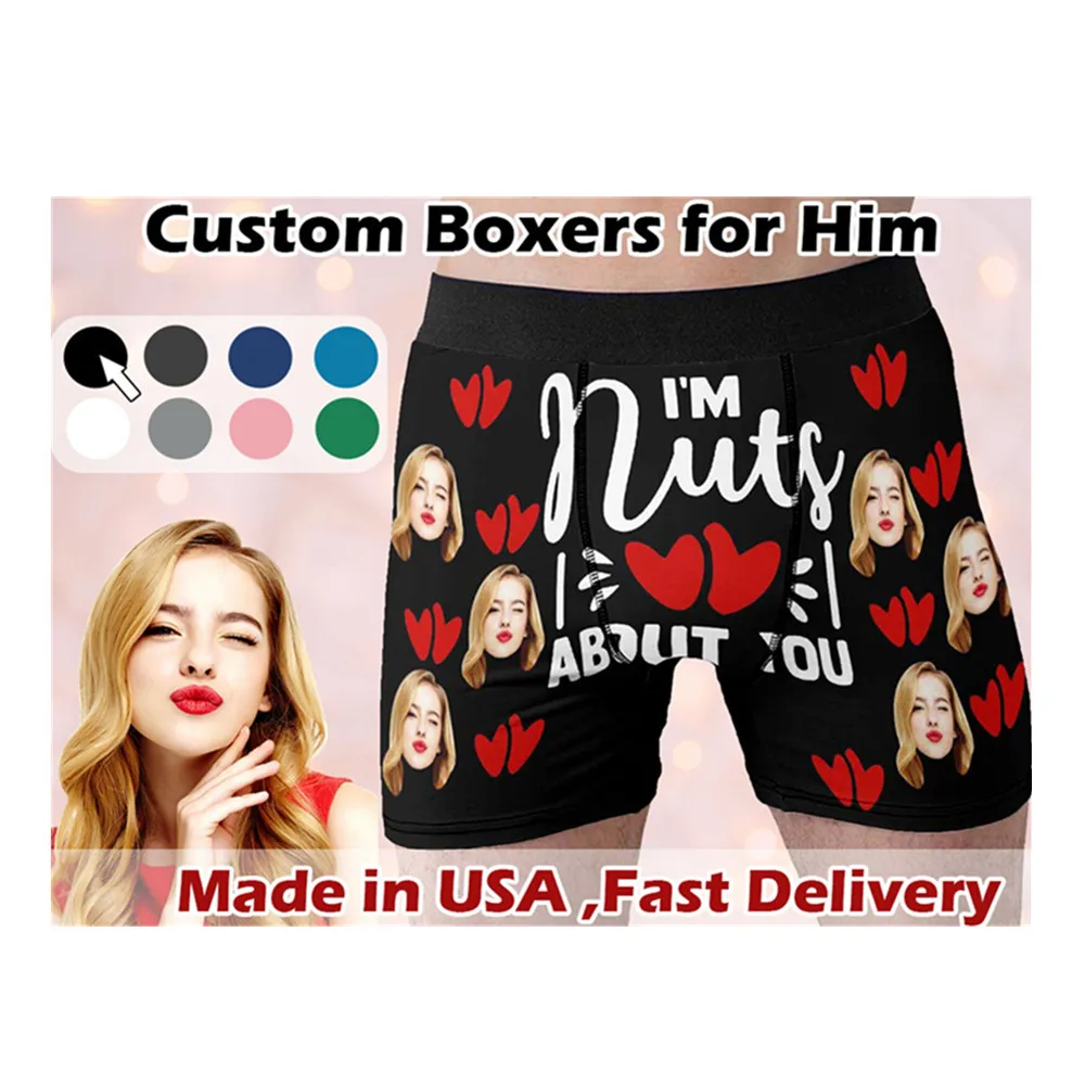 Custom Boxers with Face, Personalized Im Nuts About You Underwear