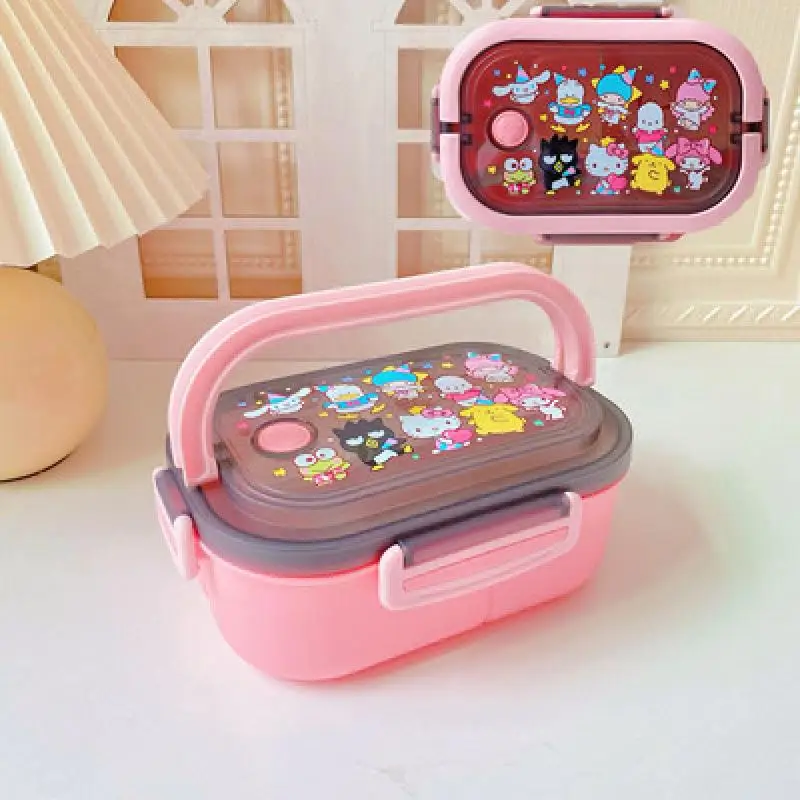 Kawaii Cinnamoroll My Melody Kuromi Large Capacity Lunch Box for Students  Anime Sanrioed Double Layer Lunch Box with Cutlery