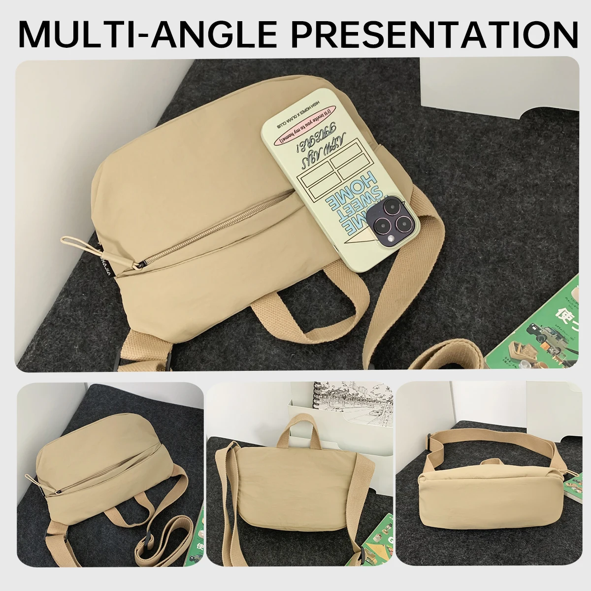 2025 New Men's Shoulder Bag Men's Outdoor Functional Multifunctional Shoulder Bag Boys Commuting Shoulder Bag Storage Bag Women