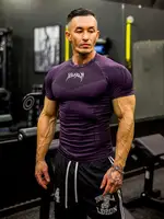 Men Short Sleeve 2025 Spring Autumn New StyleFitness Clothes Quick Drying Breathable Stretch Tight Fitting Clothing T-Shirt