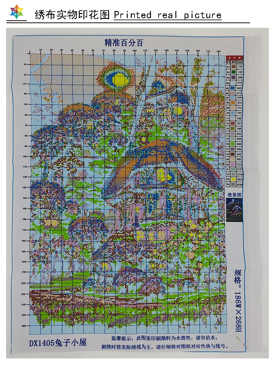 Rabbit Cabin Cross Stitch New DIY 11CT 9CT Cotton Thread Printed Embroidery Kits Home Decoration landscape Needlework Handicraft