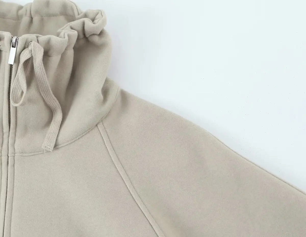 HH Damen Mode Vielseitiges Set: Stehkragen-Pullover mit Reißverschluss + Hochgeschnittene Hose mit Langen Ärmeln, Elastischem Bund und Kordelzug – Detail 9