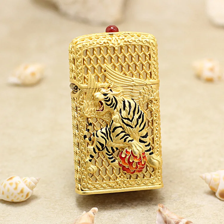 

Подлинная масляная Зажигалка Zippo 3D золотая Тигровая медная ветрозащитная сигаретная керосиновая зажигалка подарок с кодом против подделки