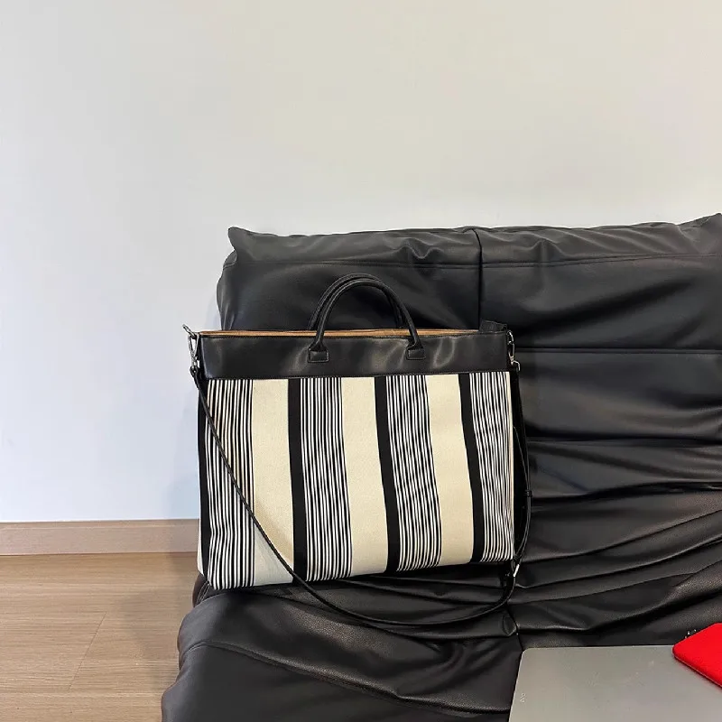 Hot Sale 15 inch computer bag Casual Chic Large Capacity stripe Simple Tote Bag Women's Handbag  Single Shoulder Bag