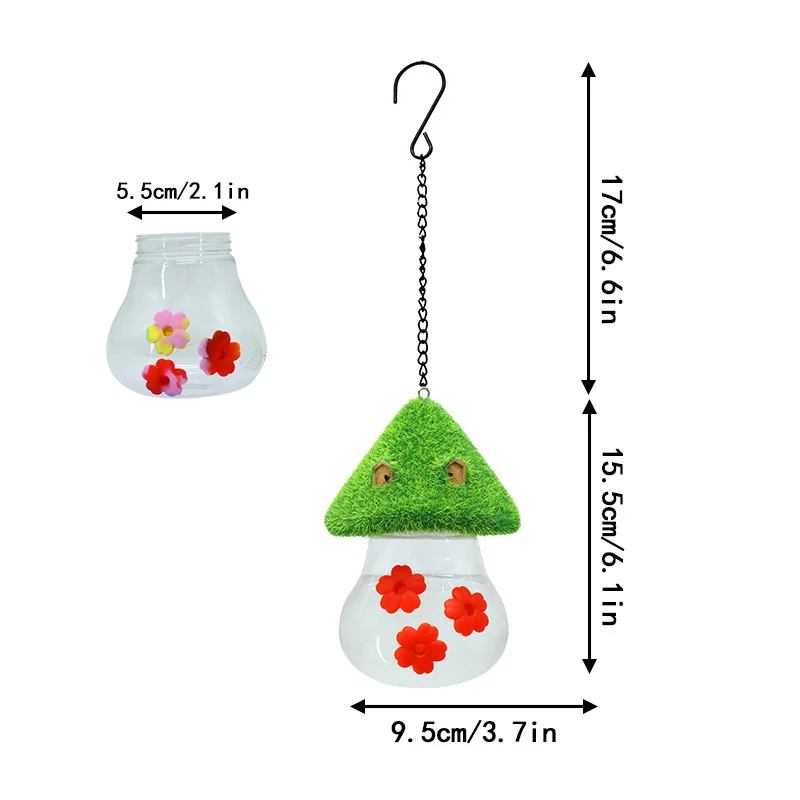 Hummingbird Feeder Outdoor Portable Hanging Tie Dyed Silicone Flower Feeder Courtyard Fun Decoration Mushroom Shaped