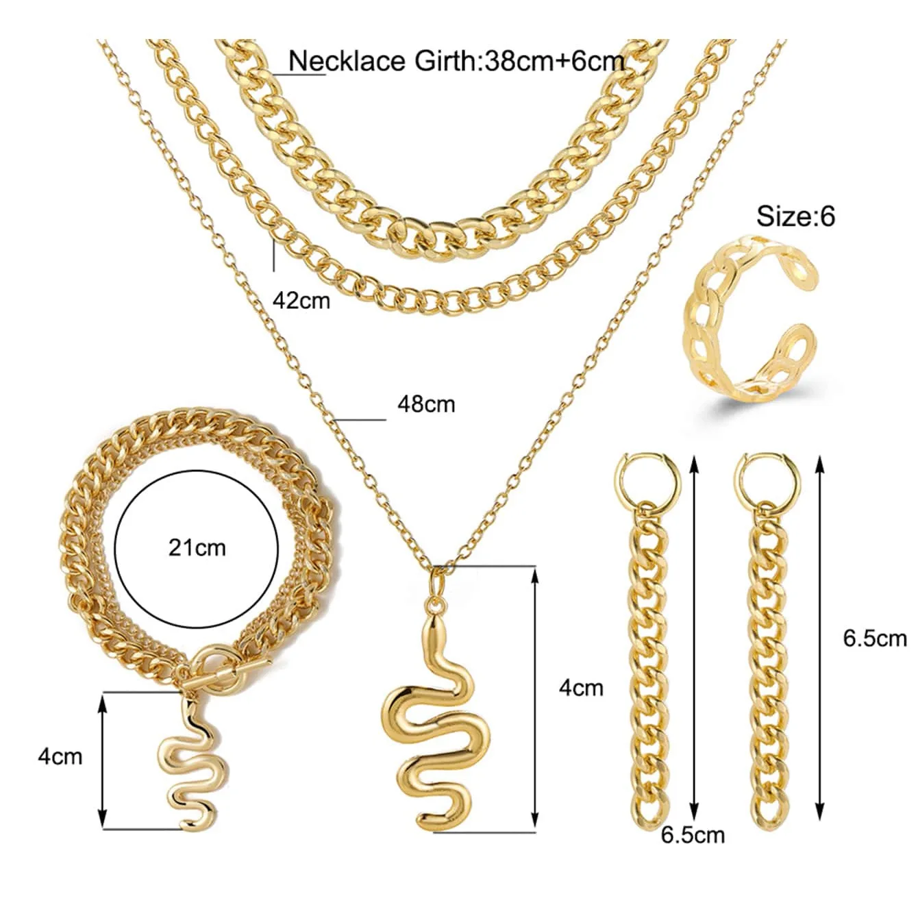 Jewelry sets jewelry set New serpentine jewelry four-piece set creative wedding ring earring bracelet necklace set