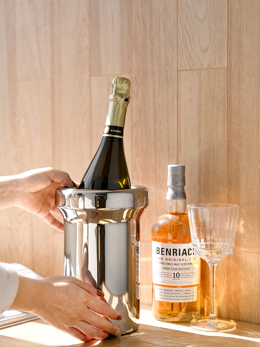 Luxury Designer Ice Bucket, Stainless Steel Champagne Bucket, Double Layer Bar Accessory, Home Decoration, Party, Restaurant