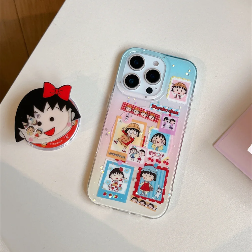 Japan Kawaii Chibi Maruko-chan magnetic stand phone case for