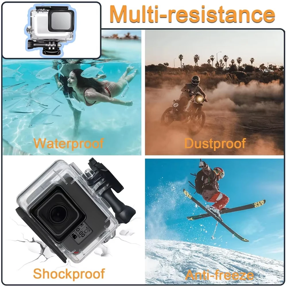 Vandtæt hus 45m til GoPro Hero 5/6/7 Sort - Dykkeraccessorie
