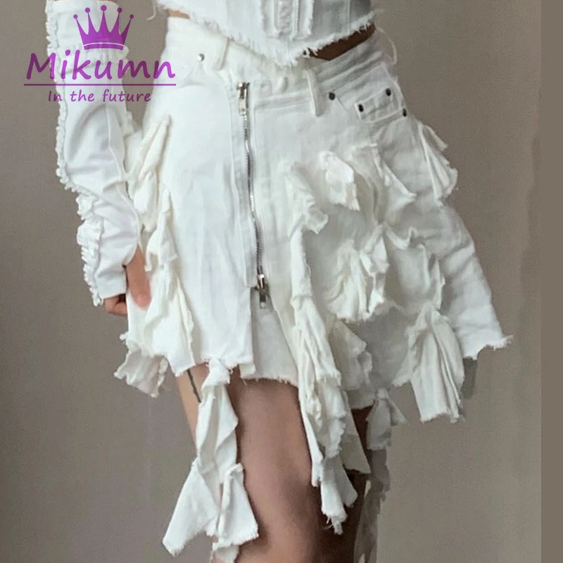 

Harajuku Irregular Short Skirt Women Asymmetrical High Waist Ruffles Zipper Mini Skirt Punk Rock Female Fashion Skirts