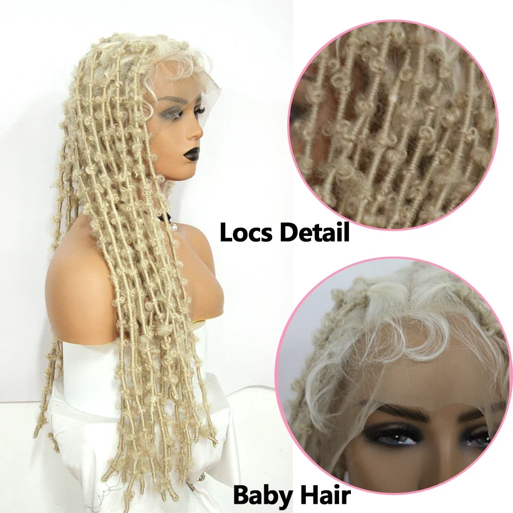 10*5 Burgundy Butterfly Locs Cornrow Braids Lace Front Wig With