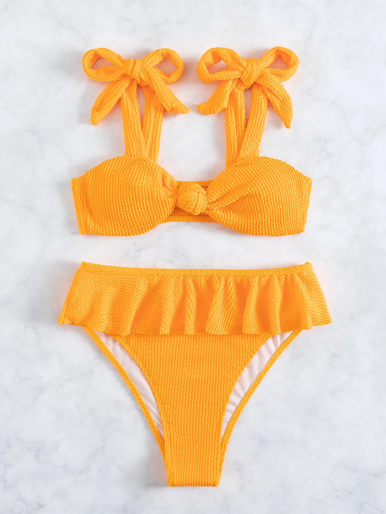 cute swimsuits Sexy Women Swimsuit 2022 Ruffle Bikini Solid Female Smwimwear Brazilian Bikini Set Bandeau Beachwear Swimming Suits cute swimsuits