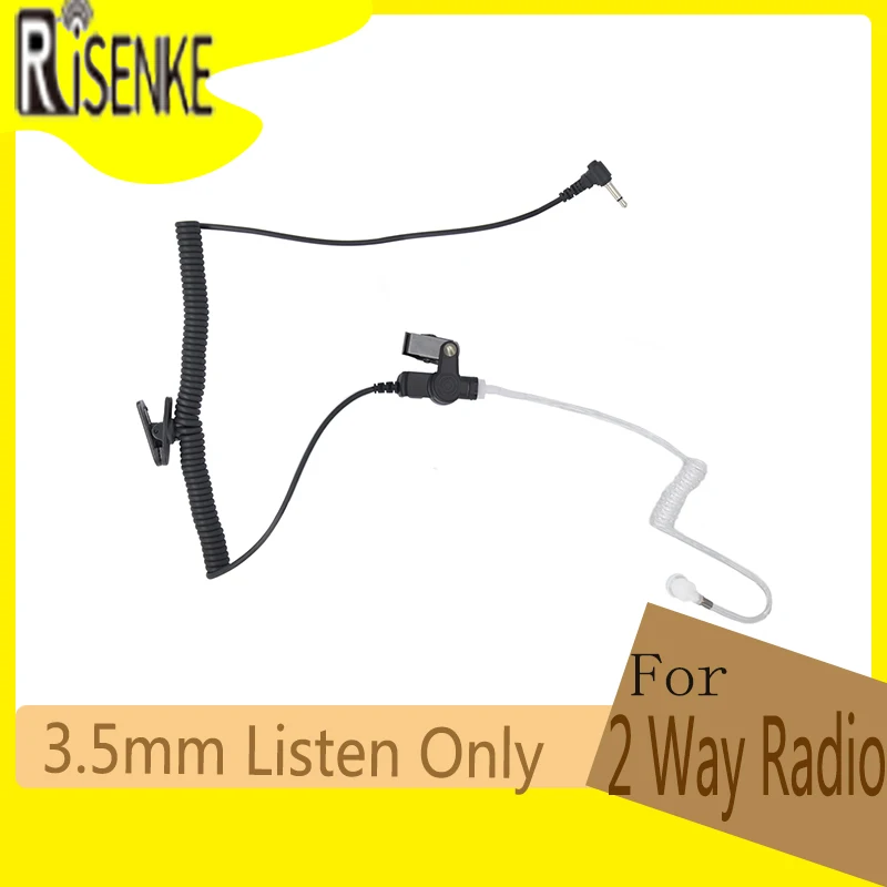 Clear Acoustic Coil Tube Audio Kit for Two-Way Radio Transceiver, Surveillance Headset, Earpiece, RECEIVER, LISTEN ONLY, 3.5mm