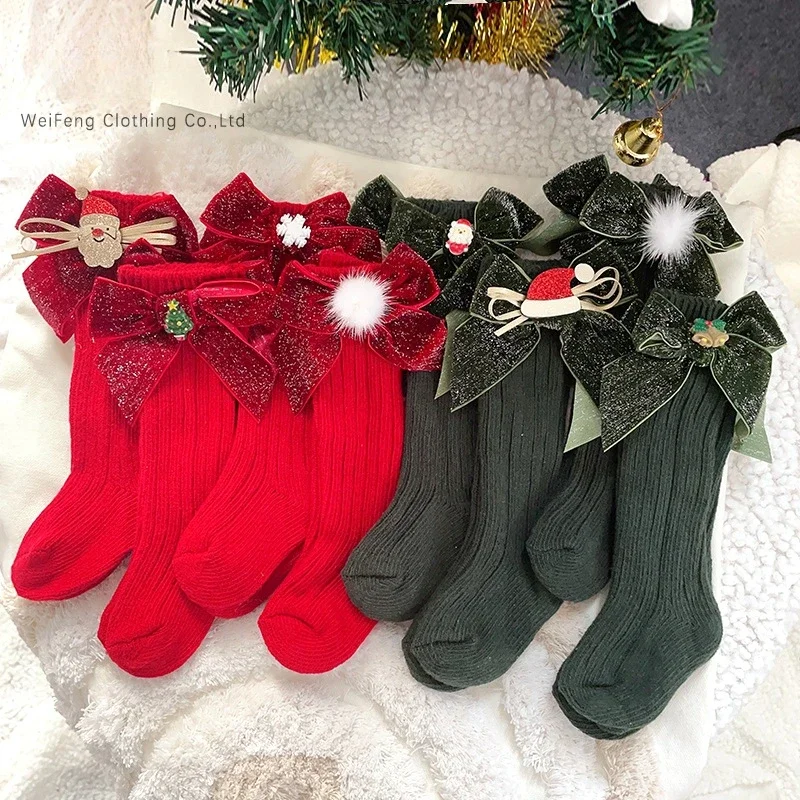 

Fashion trend Instagram Spanish children's socks Sparkly bow wool mid-tube new baby cartoon Christmas socks