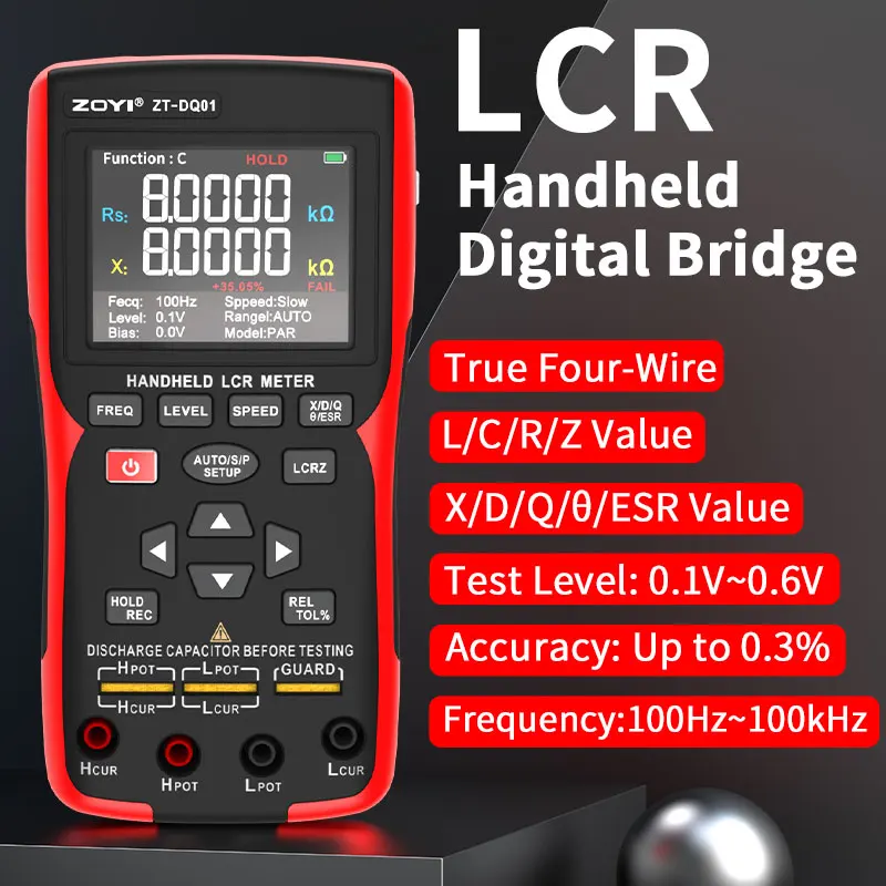 ZOYI High Precision Digital Bridge LCR Tester 99999 Counts Resistance Capacitance Inductance Electronic Component Measurement digital bridge tester