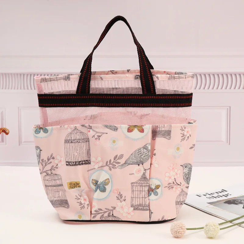 1pc Large Capacity Makeup Bag, Fashionable Printed Handbag, Portable Waterproof Toiletries Storage Bag, Mother's Handbag
