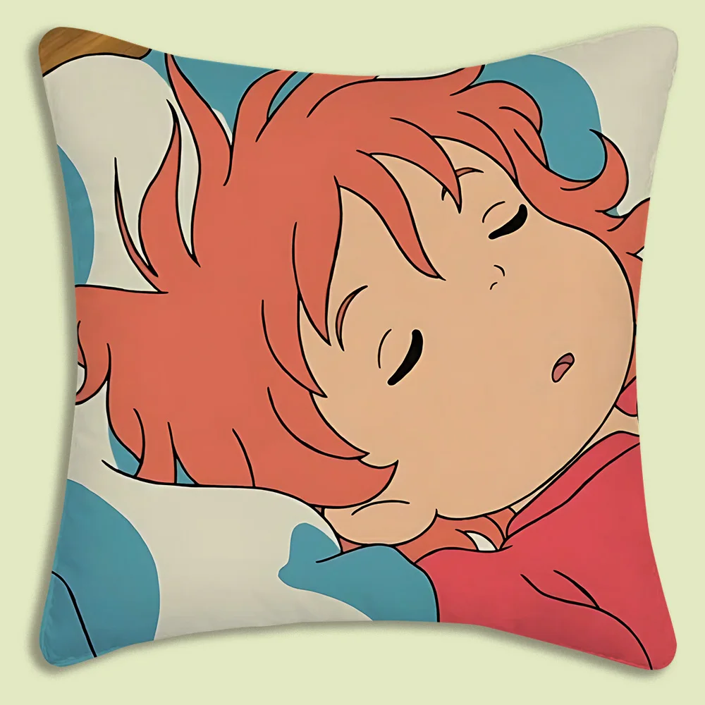 Cute Cartoon Ponyo Pillow Covers Cartoon Sofa Decorative Home Double-sided Printing Short Plush Cute Cushion Cover 6
