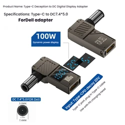 High - Power 100W Laptop Charger Adapter with Type - C to DC Connector Conversion (7450 For Dell)