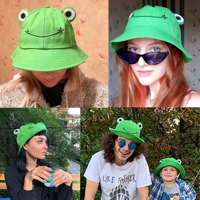 Cute Frog Bucket Hat Women Summer 