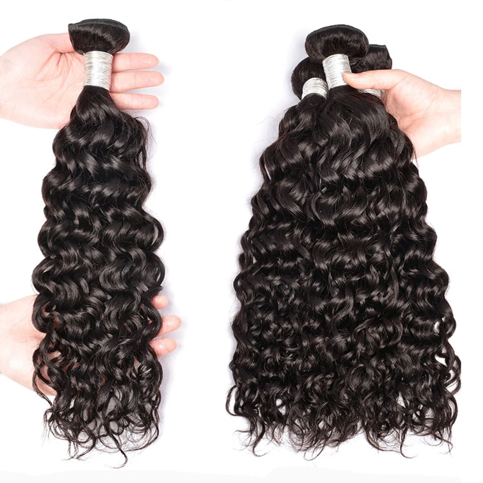 12A Water Wave Bundles 28 30 32 Brazilian Remy Human Hair Extensions Wet And Wavy Curly Raw