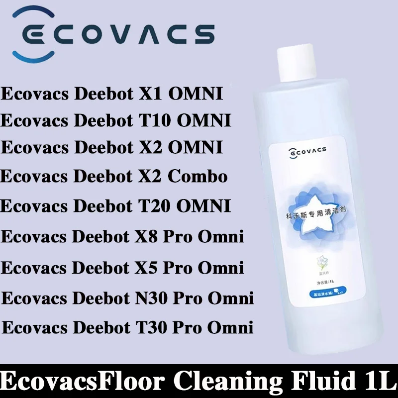 Original Cleaning Fluid  For ECOVACS Deebot T10 OMNI/T10 TURBO/X1 OMNI/X1 TURBO/T20/T30 Pro OMNI/X5 PRO OMNI / X8 Pro Omni 1L