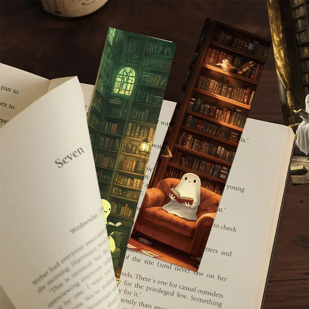30pcs library ghost reading bookmarks for students paper card decorating books book page labeling page book marking DIY bookmarks stationery supplies paper bookmark
