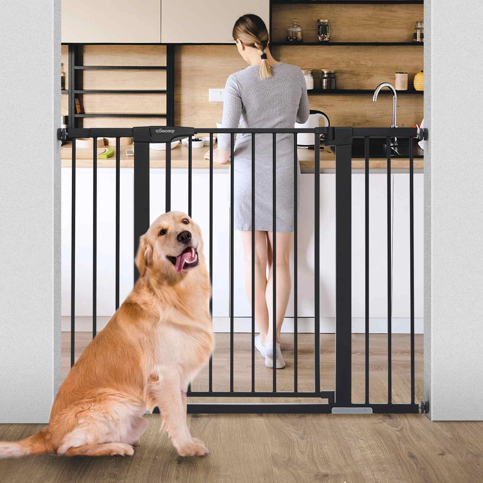 Emperor Rings Tall Extra Wide Dog Gate W/ Door 60 87" Long Pressure