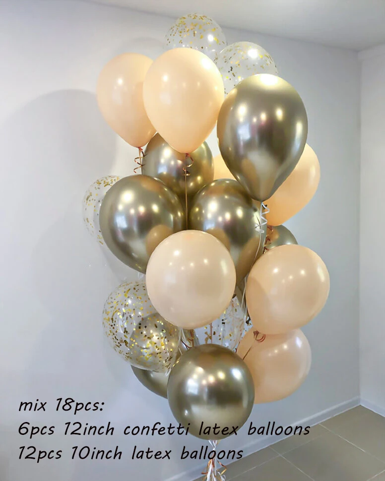 thumbnail image 1 of 18 piezas/juego de globos metálicos dorados, plateados y blancos, bolas de confeti para cumpleaños, globos de helio de aire, suministros festivos para fiestas en el hogar de Ramadán, 1 of 5