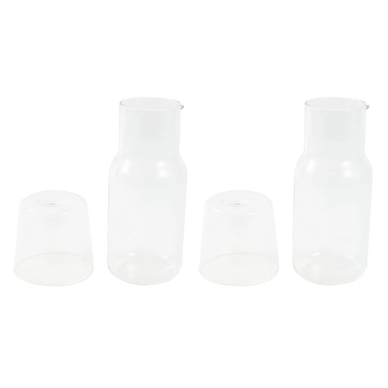 2X Water Carafe with Tumbler Glass Cold Hot Bottle Cup Sets Bedside Pitcher High Temperature Resistance |