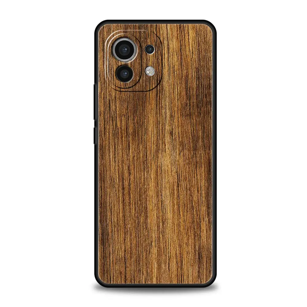 Carved Wood Design Black Silicone Phone Case Cover