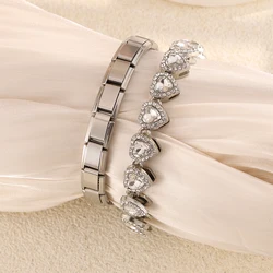Stylish Square Stainless Steel Stretchable Bracelet - Hip Hop Inspired Jewelry Gift (Silver Color)